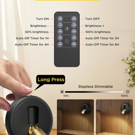 Rechargeable LED Indoor Spotlight 5500mAh Wireless Dimmable Uplight with Remote and Timer