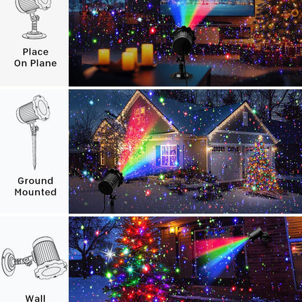 Laser Christmas Projector Lights – Outdoor Waterproof Star Show w/ Remote