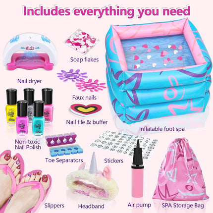 Kids Spa Kit for Girls – Manicure, Pedicure & Nail Art Salon Gift Set