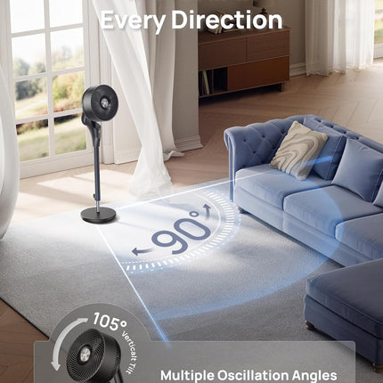 2026 Quiet Pedestal Fan DC Motor 90ft Airflow Oscillating Fan for Bedroom Home