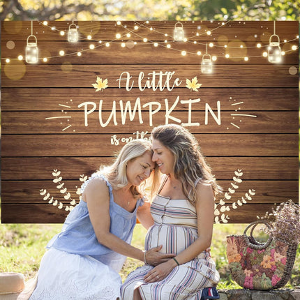 Fall Baby Shower Backdrop 7x5ft – “A Little Pumpkin is on the Way”