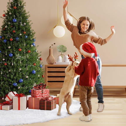 48" White Plush Faux Fur Christmas Tree Skirt – Fits 7.5-9 ft Trees, Snowy Decor