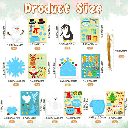 28 PCS Christmas Crafts Ornament Kit – DIY Cutouts & Stickers for Kids