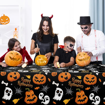 2-Pack Disposable Halloween Plastic Tablecloths, Party Table Decor Indoor Outdoor