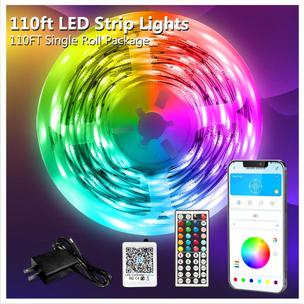 Smart LED Light Strips 110ft Music Sync RGB Lights for Bedroom Home Decor