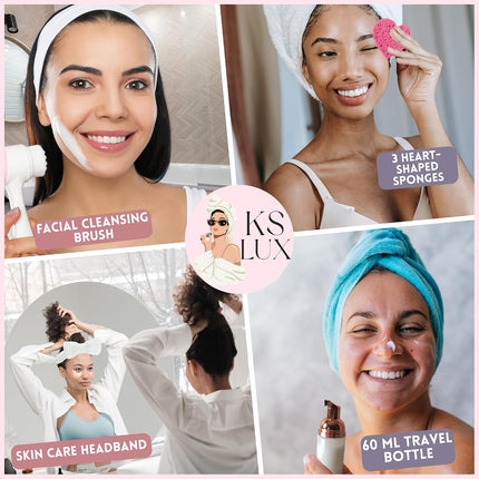 Pink Skincare Tools Set for Teens, Facial Cleansing Accessories & Face Washing Kit