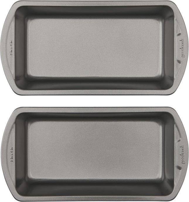 2 Pack 8x4 Nonstick Loaf Pans Heavy Duty Steel Bread Baking Bakeware Gray