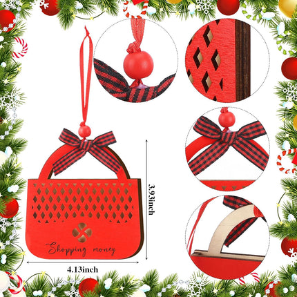 6 Pack Christmas Card Holders – Wooden Cash/Gift Card Hanging Decorations
