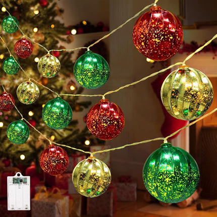 Christmas Ball Lights – 13.5ft LED String with 20 Lights, Timer & 8 Modes for Holiday Décor