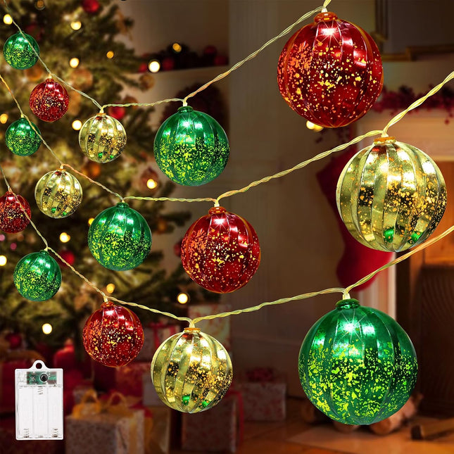 Christmas Ball Lights – 13.5ft LED String with 20 Lights, Timer & 8 Modes for Holiday Décor