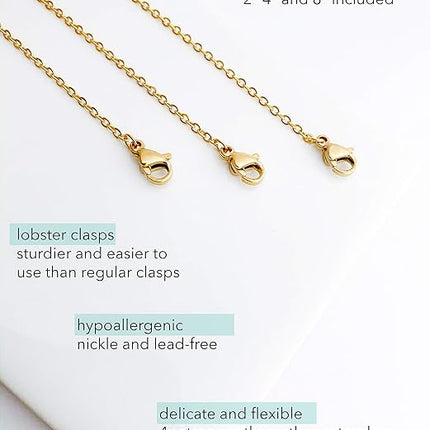 18K Gold Plated Necklace Extender Set 3pcs 2 4 6 Inch Chain Women Jewelry