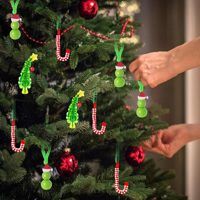 30-Piece Holiday Ornament Craft Kit – DIY Beaded Tree, Candy Cane & Ball Christmas Decorations