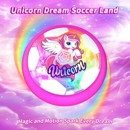 Unicorn Hover Soccer Ball – LED Air Floating Toy for Girls Ages 3–12