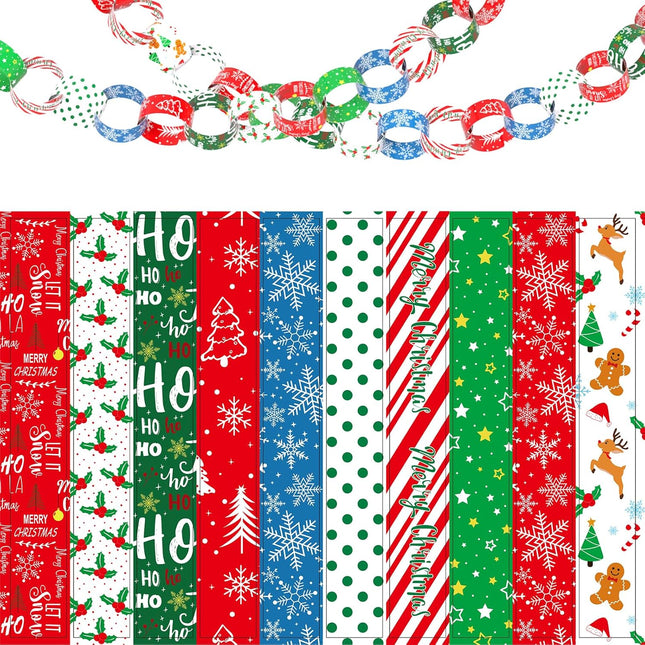 600-Pcs Christmas Paper Chains – Festive Craft Strips for Classroom & Home Decor