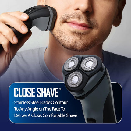 Barbasol Rotary Shaver Rechargeable Electric Razor Stainless Steel Blades Cordless