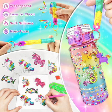 Decorate Your Own Water Bottle Kit – Unicorn Crafts for Girls 4-10