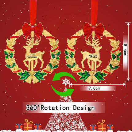 Christmas Ornament 2025 – Deer Tree Decoration & Wreath Keepsake Gift