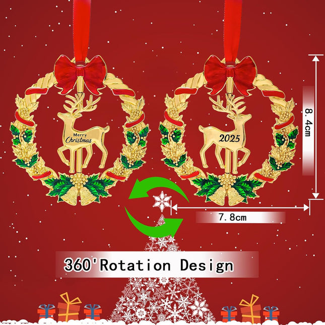 Christmas Ornament 2025 – Deer Tree Decoration & Wreath Keepsake Gift