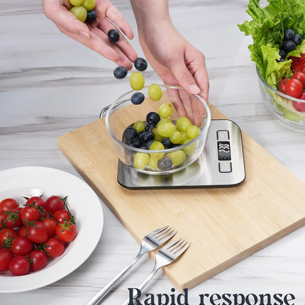 Digital Kitchen Food Scale – 11lb, 6 Units, Tare Function, Stainless Steel