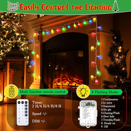 23FT 50 LED Battery Operated Christmas String Lights Globe Starry Fairy Lights