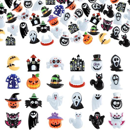 100-Piece Halloween Resin Charms, 3D Flatback Ornaments for DIY Crafts & Scrapbooks