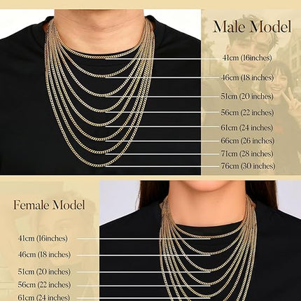 Cuban Link Chain Necklace 316L Stainless Steel 3.5mm Non Tarnish Black Silver Gold