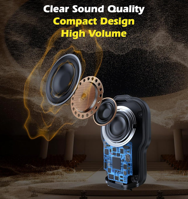 Clip-On Bluetooth Speaker Portable Wearable IPX6 Waterproof Yellow