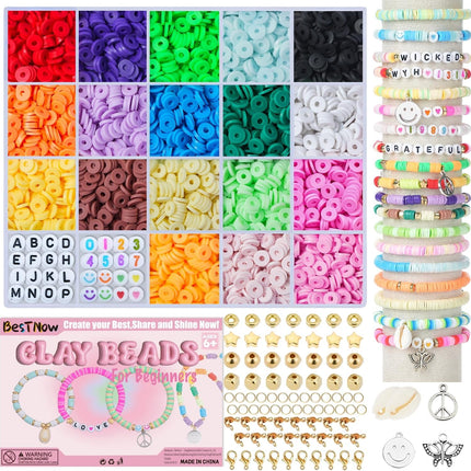 Clay Beads Bracelet Kit for Girls – 18 Colors DIY Friendship Bracelet Set