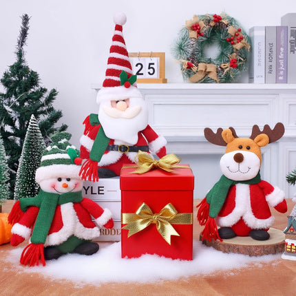 3-Piece Christmas Plush Decoration Set: Santa Claus, Snowman, and Moose