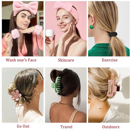 16PCS Spa Headband Set Face Wash Wristbands Clips Hair Ties Gift Box
