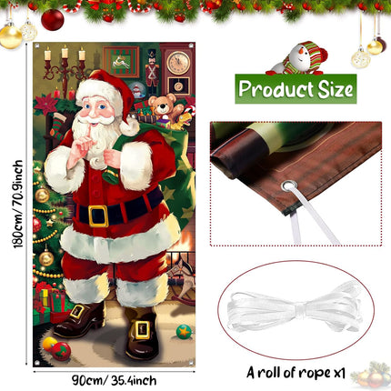Christmas Door Cover Decoration – Santa Claus Front Door Banner for Xmas