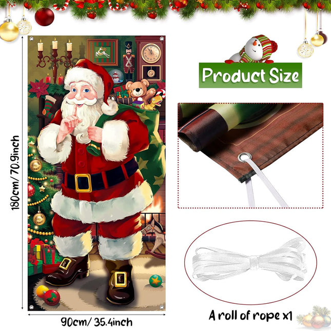 Christmas Door Cover Decoration – Santa Claus Front Door Banner for Xmas