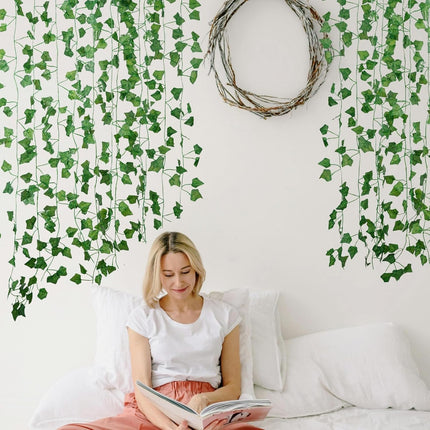 12-Pack Artificial Ivy Vines – 84ft, Hanging Greenery for Home & Garden