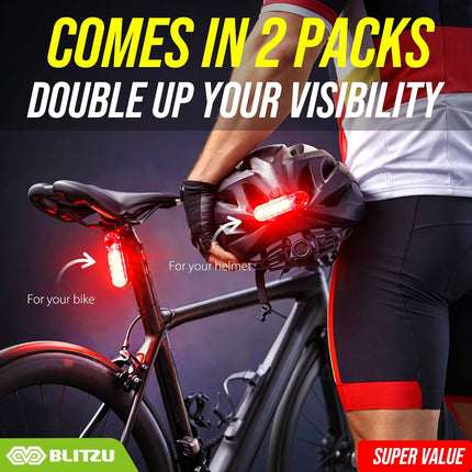 2-Pack USB-C Rechargeable Bike Tail Lights, 4 Modes, Waterproof LED Rear Lights