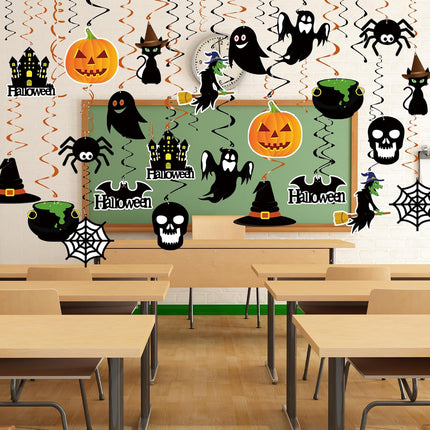 36-Piece Halloween Hanging Swirls, Ghost, Pumpkin & Witch Ceiling Party Decorations