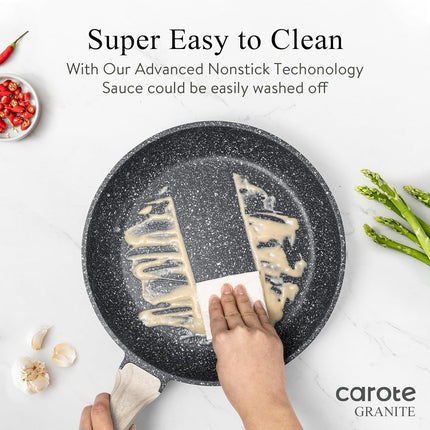 Nonstick Granite Skillet 10-Inch with Glass Lid, Stone Fry Pan
