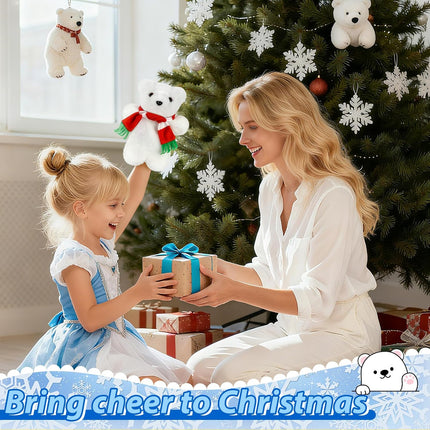 Cute 9in Polar Bear Tree Topper – Xmas Plush Decor for Home & Party