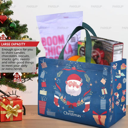8PCS Xmas Gift Tote Bags – Non-Woven Bags for Wrapping & Holiday Gifts