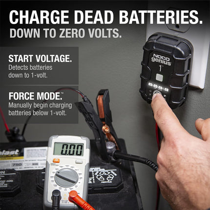 GENIUS1 Smart Battery Charger – 1A 6V/12V Trickle Charger for Lead-Acid & Lithium