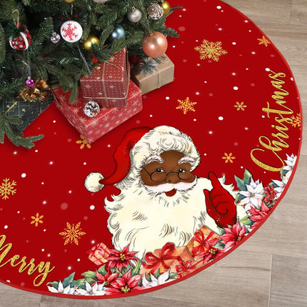 Snowflake Christmas Tree Skirt, 48-Inch Double Layer Mat for Winter Holiday Parties