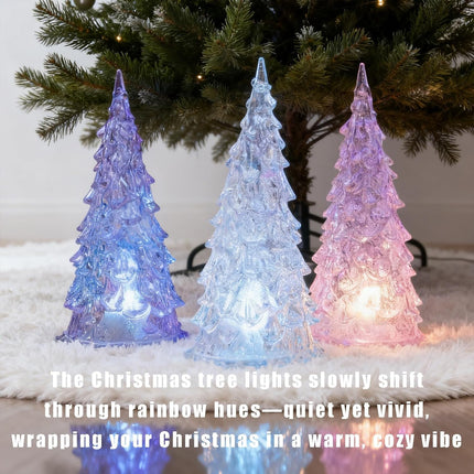 3 Pack Acrylic Christmas Tree Lamps – 7-Color Mini Light Up Table Decor