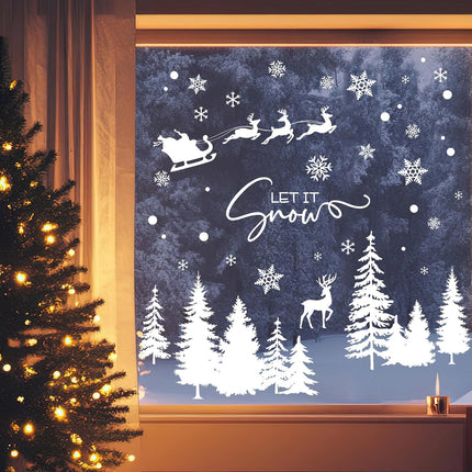 Christmas Window Clings Snowflakes – Let It Snow Winter Holiday Decals