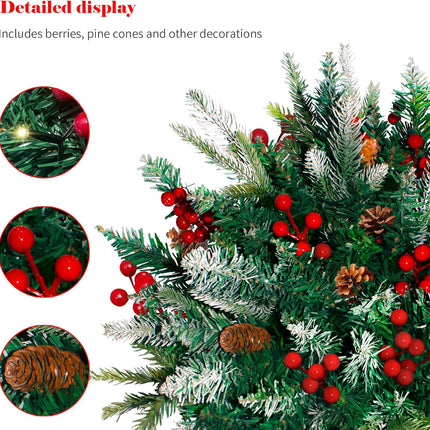 2 PCS Lighted Artificial Pine Trees – Xmas Urn Fillers with Warm White LED Lights