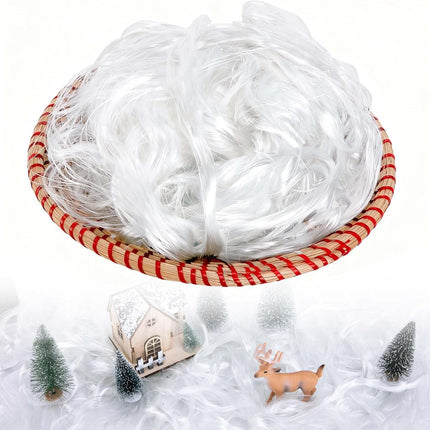 Fluffy White Angel Hair Christmas Decoration, 7oz/200g Artificial Tinsel for Festive Decor