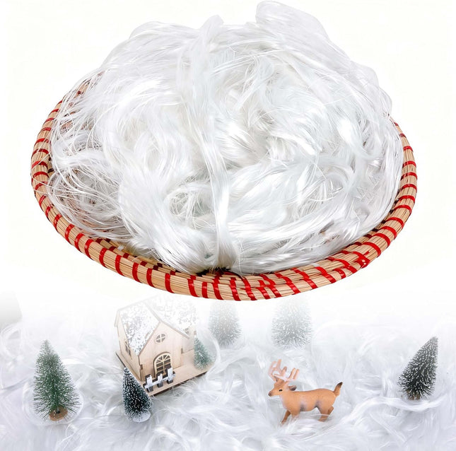 Fluffy White Angel Hair Christmas Decoration, 7oz/200g Artificial Tinsel for Festive Decor