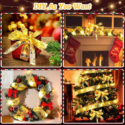 Christmas Tree Fairy Ribbon Lights – 32ft 100 LED Gold Indoor Decoration