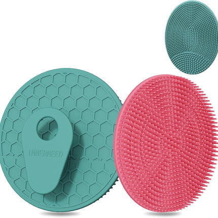 Silicone Body Scrubber – Gentle Exfoliating, Deep Clean, Dark Green & Pink