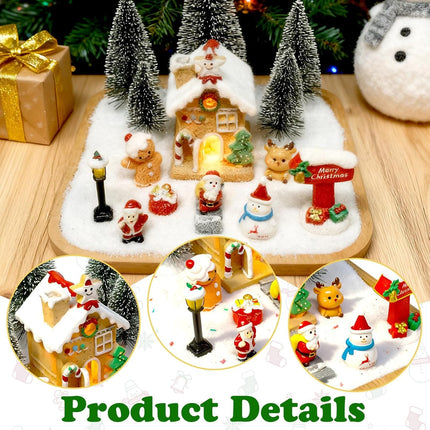 29PCS Christmas Village Set Mini Figures Trees Houses Snowman Santa Decor