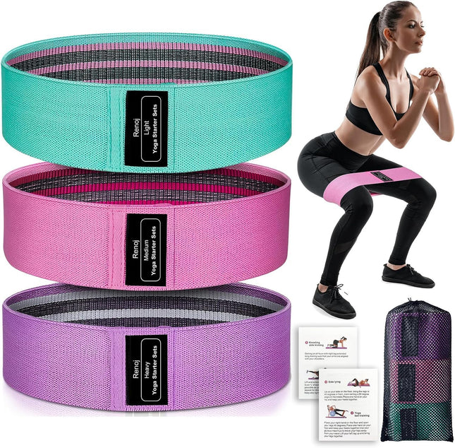 Professional Fabric Resistance Bands Set 3 Pack for Booty Legs Home Gym Workout