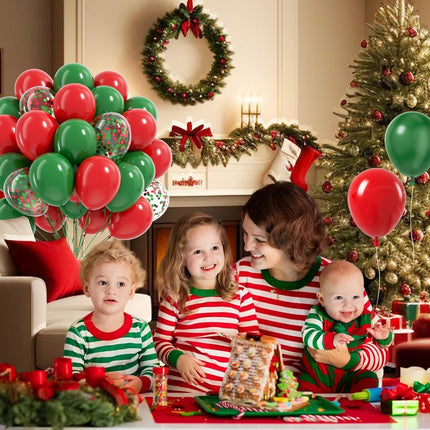 61pcs Green and Red Latex Balloons, 12-inch Confetti Balloons for Christmas & Birthday